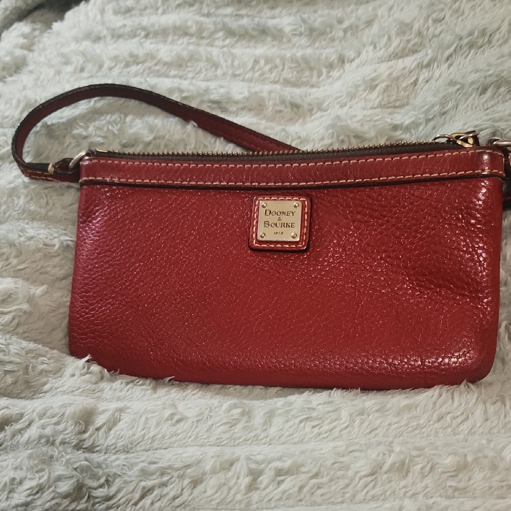 Dooney & Bourke Red Pebbled Leather Clutch